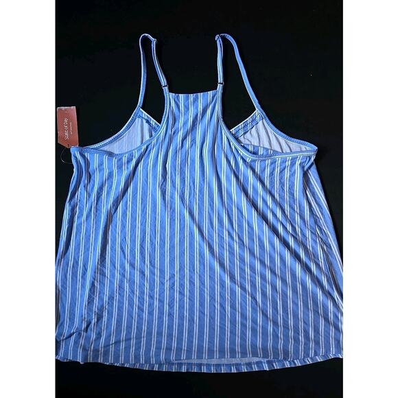 State Of Day Womens Racerback Tank Pajama Top Only 100201225MS Blue Stripe XL - Picture 6 of 6